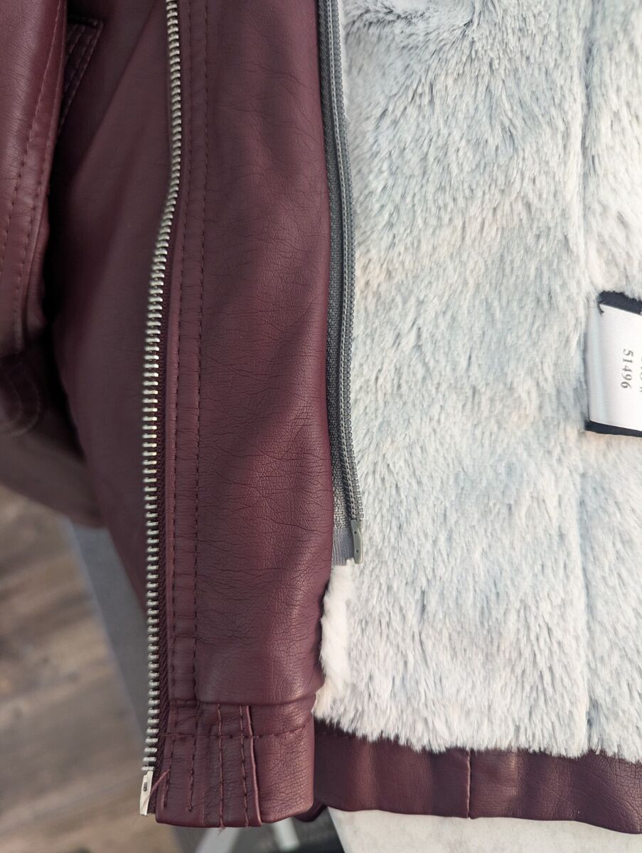 YMI Collection Faux Leather Moto Bomber Jacket Burgandy with YMI Collection Faux Leather Moto Bomber Jacket Burgandy with