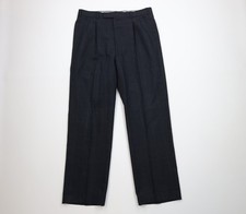 Vtg 70s Streetwear Mens 34x31 Wool Blend Herringbone Plaid Wide Leg Chino Pants