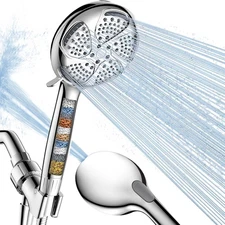 FEELSO Filtered Shower Head with Handheld, High Pressure 7 Spray Chrome 