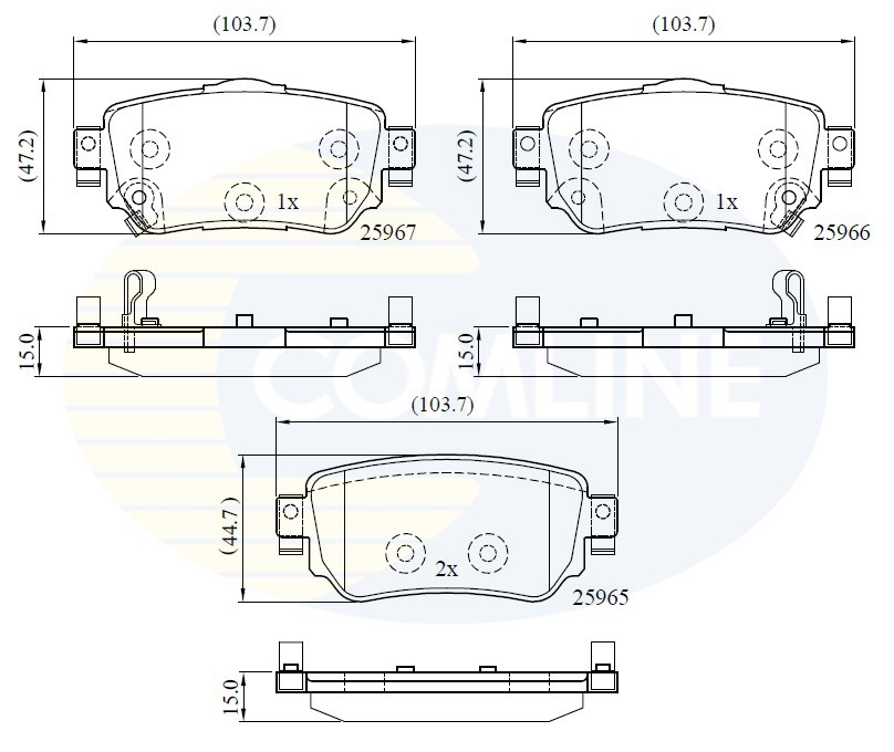 Rear COMLINE CBP32277 Brake Pad Set, disc brake for NISSAN,RENAULT