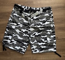 Pro Club Men's Cotton Twill Cargo Shorts With Belt City Camo Size 54