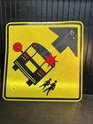 VINTAGE ROAD SIGN YELLOW SCHOOL BUS STOP 30”x30”ALUMINUM RETIRED DECOMMISSIONED