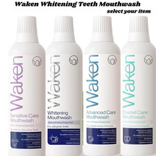 Waken Whitening Teeth Mouthwash Natural Care Peppermint  Alcohol Free Vegan Safe