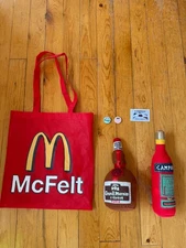 Lucy Sparrow Signed Felt Pop Art, McFelt Bag w Campari and Grand Marnier Bottles