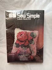 Sew Simple Red Rose Latch Hook Kit 12"x12" Acrylic Yarn DIY Craft