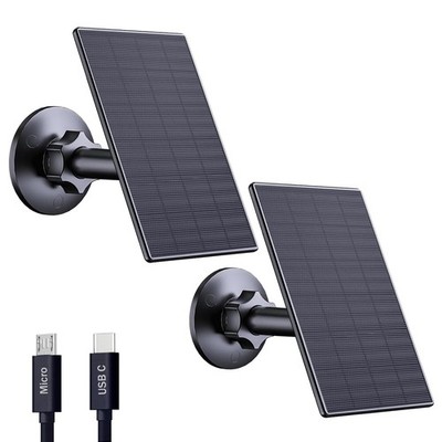 Zivif 2W Solar Panel for Security Cameras, Charger with 2 Pack-Black