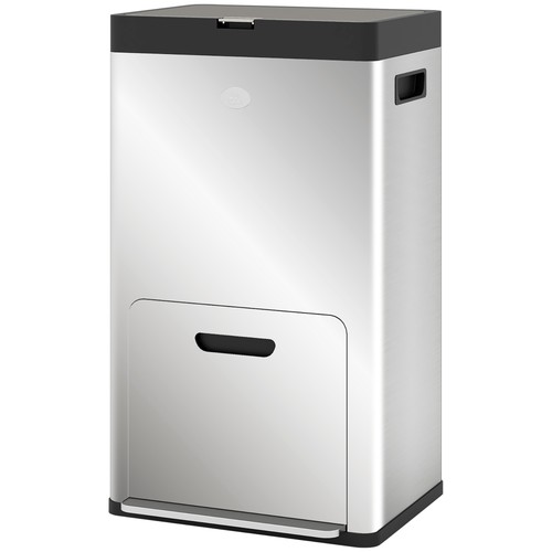 3 Compartment Kitchen Bin, Stainless Steel Pedal Bin for Recycling and Waste - Picture 11 of 11