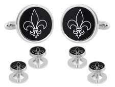 Fleur De Lys Cufflinks and Studs Formal Set Tuxedo in a Presentation Gift Box...