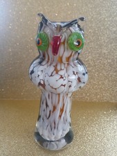 Murano Vintage Hand Blown Glass Owl Figurine, Heavy