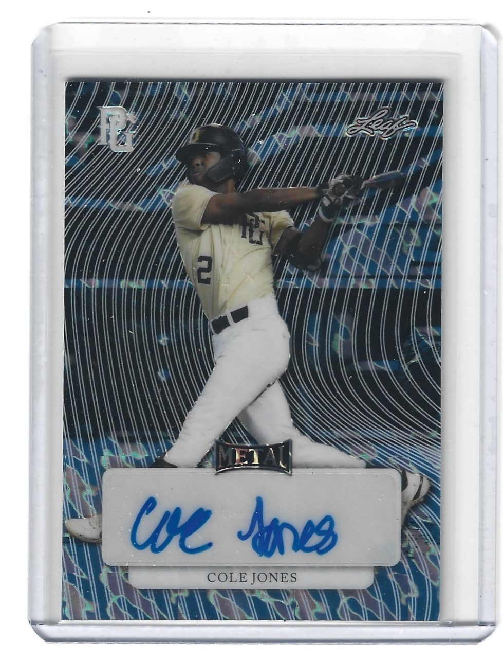 2023 Leaf Perfect Game Cole Jones Auto MA-CJ1 Blue Marble 1/1 view 1
