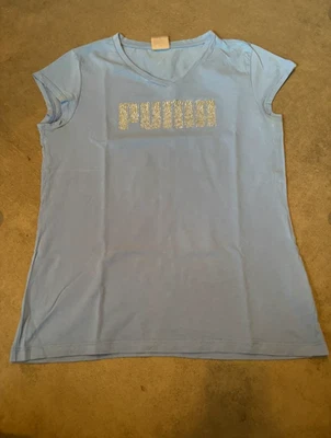 T-shirt puma bleu strass - Taille L - Photo 1/3