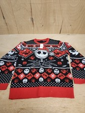 Nightmare Before Christmas Men s Sweater Sz XL Red Disney Jack Skellington NEW