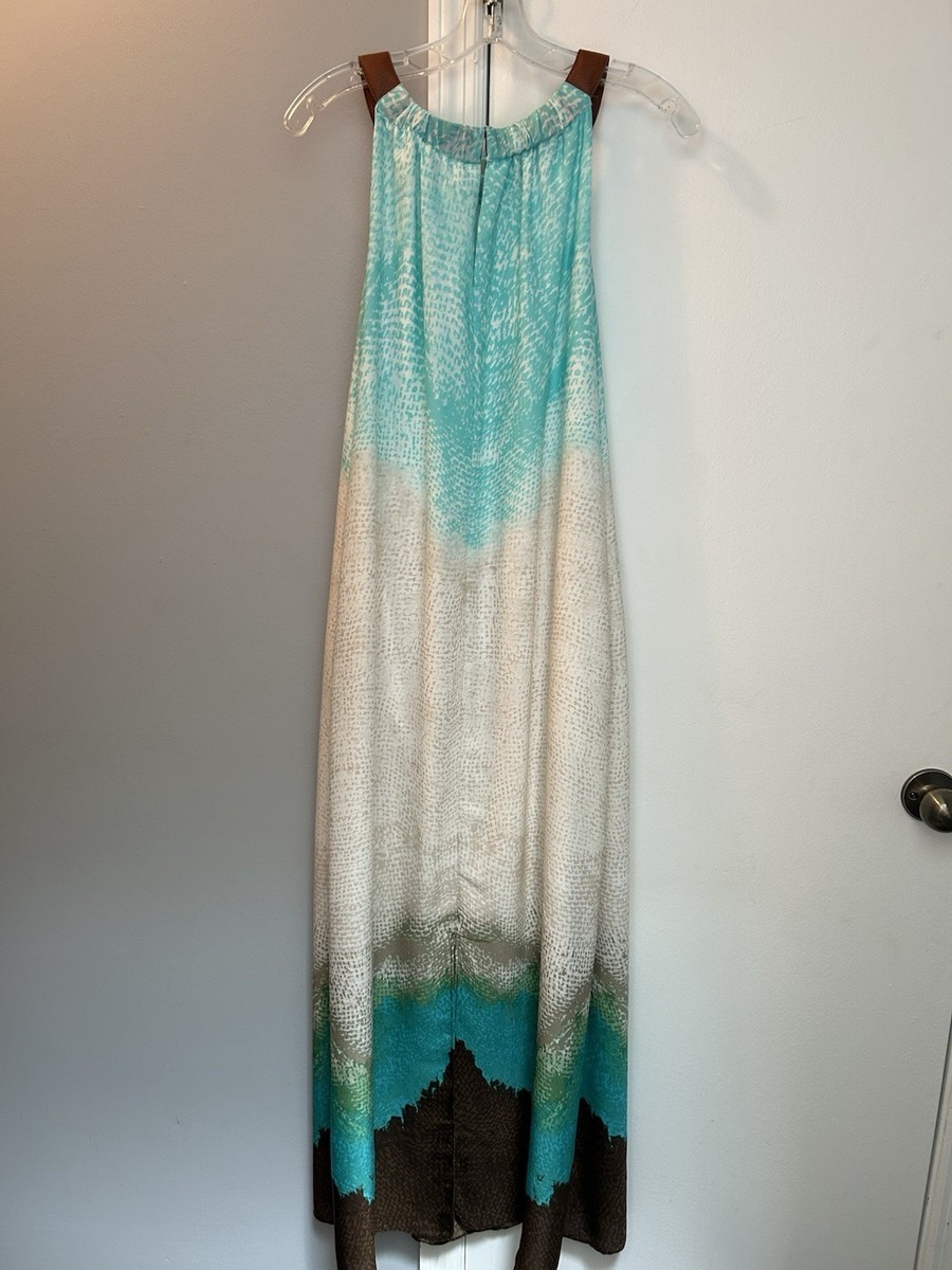 Chicos Maxi Dress Size 1.5 Beach Leather Collar