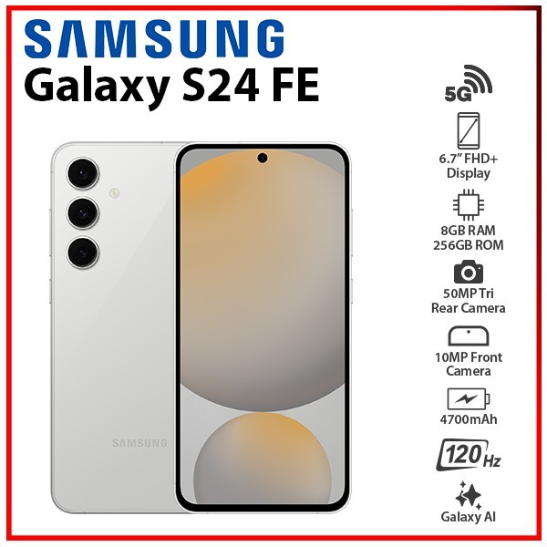 New Samsung Galaxy S24 Fe 5G 8GB+256GB Grey Dual Sim Android Mobile Phone-image