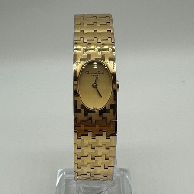 ■稼働/新品電池 ChristianDior 腕時計 D70-150 レディース Christian Dior D70-150 Logo Gold Plaque Qz Women's Wrist Watch