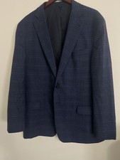 Jos. A Bank 46L Blue Plaid Traditional Mens Blazer Suit Jacket Sport Coat