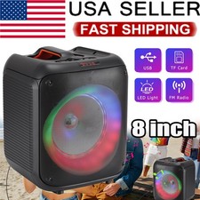 Professional 8" Bluetooth Speaker Bass Sound Portable LED Party Speaker w/ Mic