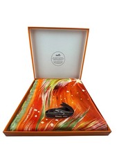 Vintage Herm s Paris Feux du Ciel Silk Orange Scarf by Sefedin Kwumi 35"x35"