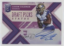 2018 Panini Elite Draft Picks Status Purple Die-Cut 42/99 Lavon Coleman Auto 8k4