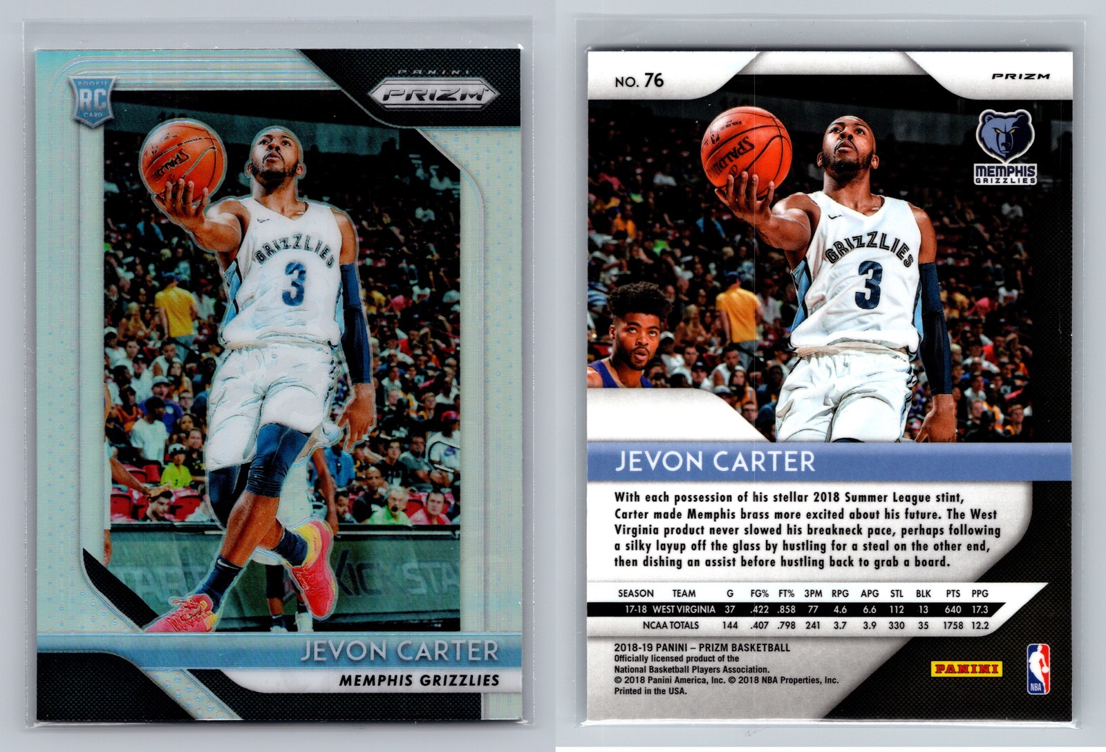 2018-19 Panini Prizm #76 Jevon Carter Prizms Silver