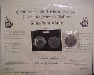 161x Nuestra Sonora de Atocha Shipwreck 8 Reales Grade 1 w/coa