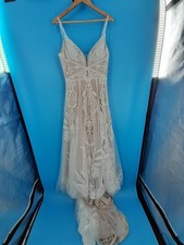 Boho Lace A-line Wedding Dress V Neck Spaghetti Strap Size 12