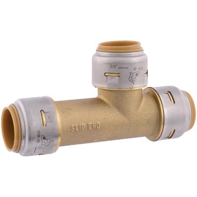 SharkBite Max 3/4 Inch Slip Tee, Push to Connect Brass in.,