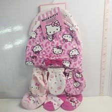 Hello Kitty Hats, Mittens, Socks 0-9 Months Pink 9 Piece Set