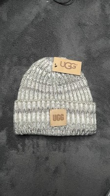 UGG Wollmütze Grau Weiß Damen Frauen Winter Warm Schal