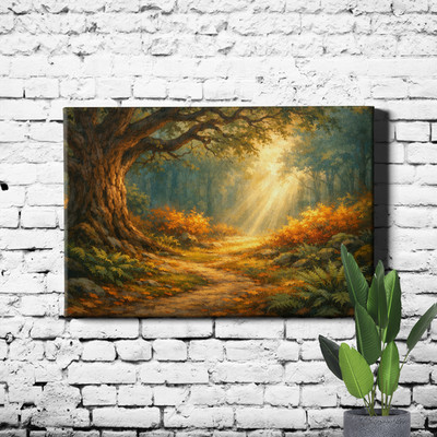 Golden Sunbeams Ancient Oak Clearing Framed Wall Decor 30x20inch