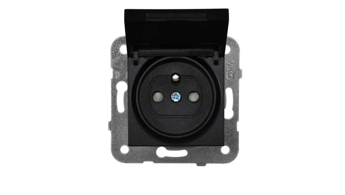 Panasonic NOVELLA Socket with cover IP44 w/u black 92105570M /T2UK