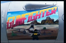 RM331 ORIGINAL K64 AIRCRAFT SLIDE: F-16C 85-1398 nose art ''Gunfighter'' 175FS