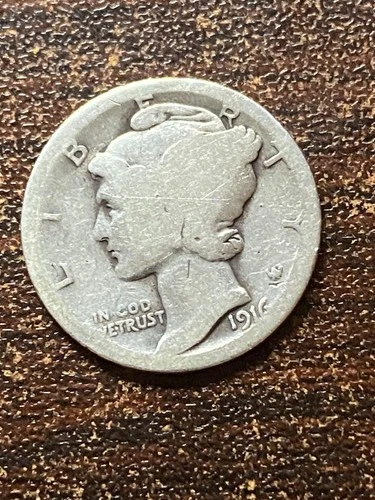 1916 s mercury silver dime a very fine coin . plus a surprise