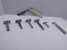 Vintage Set of 7 Razors, Adjustable, Twist, Safety, Straight Edge Razor Gillette