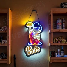Big Bob's Restaurant LED Neon Sign With Dimmer USB Powered Adjustable Light