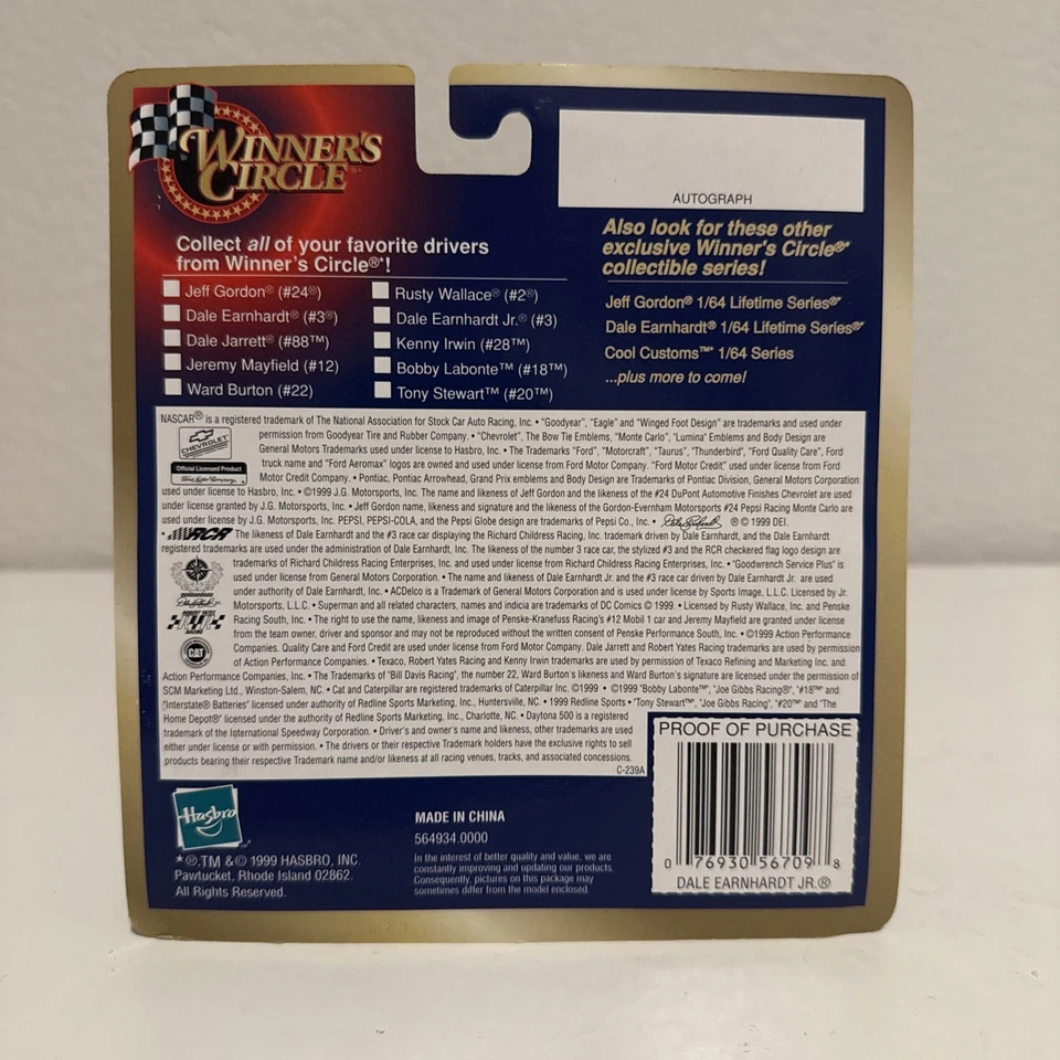 Winners Circle 1/43 diecast Nascar #3 AC Delco Dale Earnhardt Jr. 1999 Chevy - Image 2 of 2