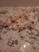 Pig Figurines Lot Of 5 Resin Plastic Vintage Unbranded