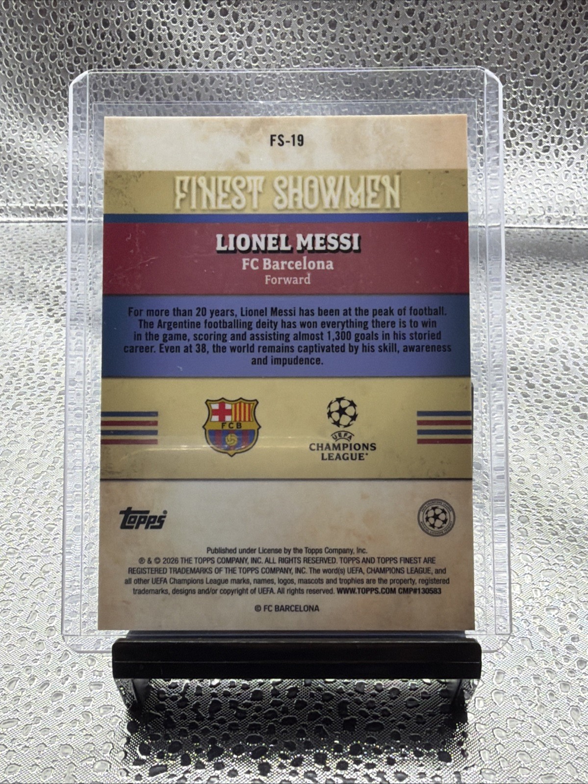 2026 Topps Finest UCC Lionel Messi Finest Showmen Insert Refractor view 2