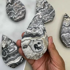 Black Panda Calcite Free Form - 12cm Standing Stone with White Stripes