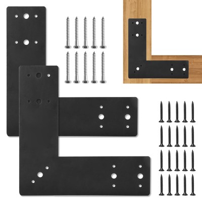 2Pcs L Shape Flat Bracket, 10'' X 10'' Heavy Duty Mending Plate, Corner Bracket...