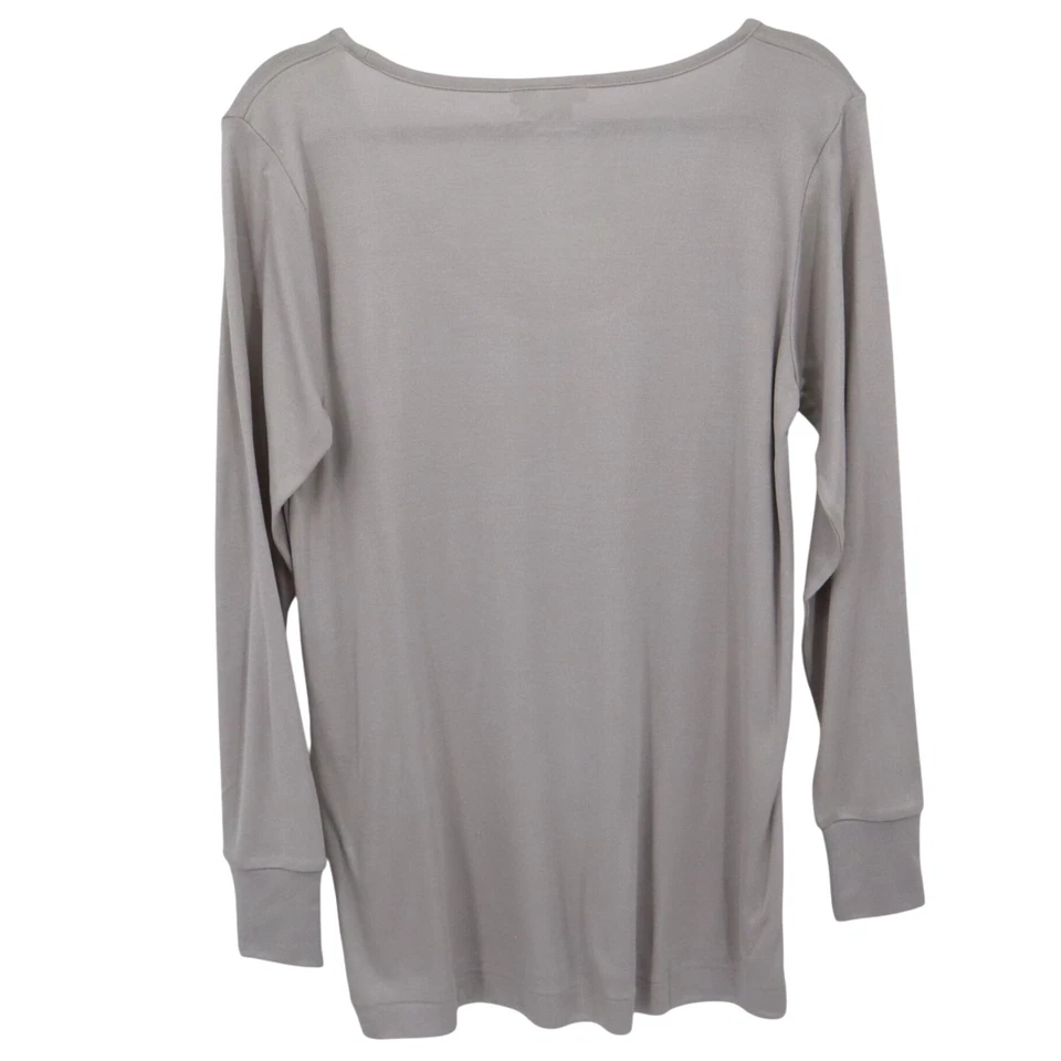 Winter Silks Top Womens L Gray Simple Quiet Luxury Muted Neutral Classic Modest - Image 3 of 4