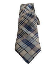 Burberry blue tan nova check silk Italy vintage tie
