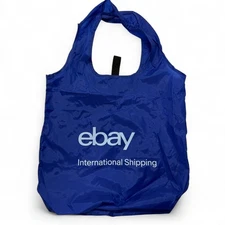 eBay International Shipping Reusable Shopping Bag Blue Foldable Tote Swag