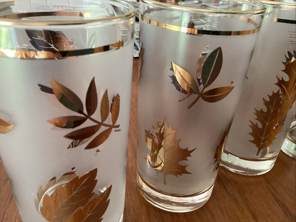 Винтажный середины века Culver 22k золото матовый мяч очки набор из 4 - Изображение 2 из 4