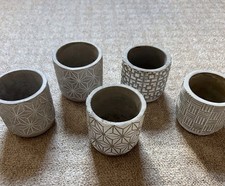 Bundle of 5 Mini Small Plant Pots Indoor House Plants Grey Home Decor See Pics