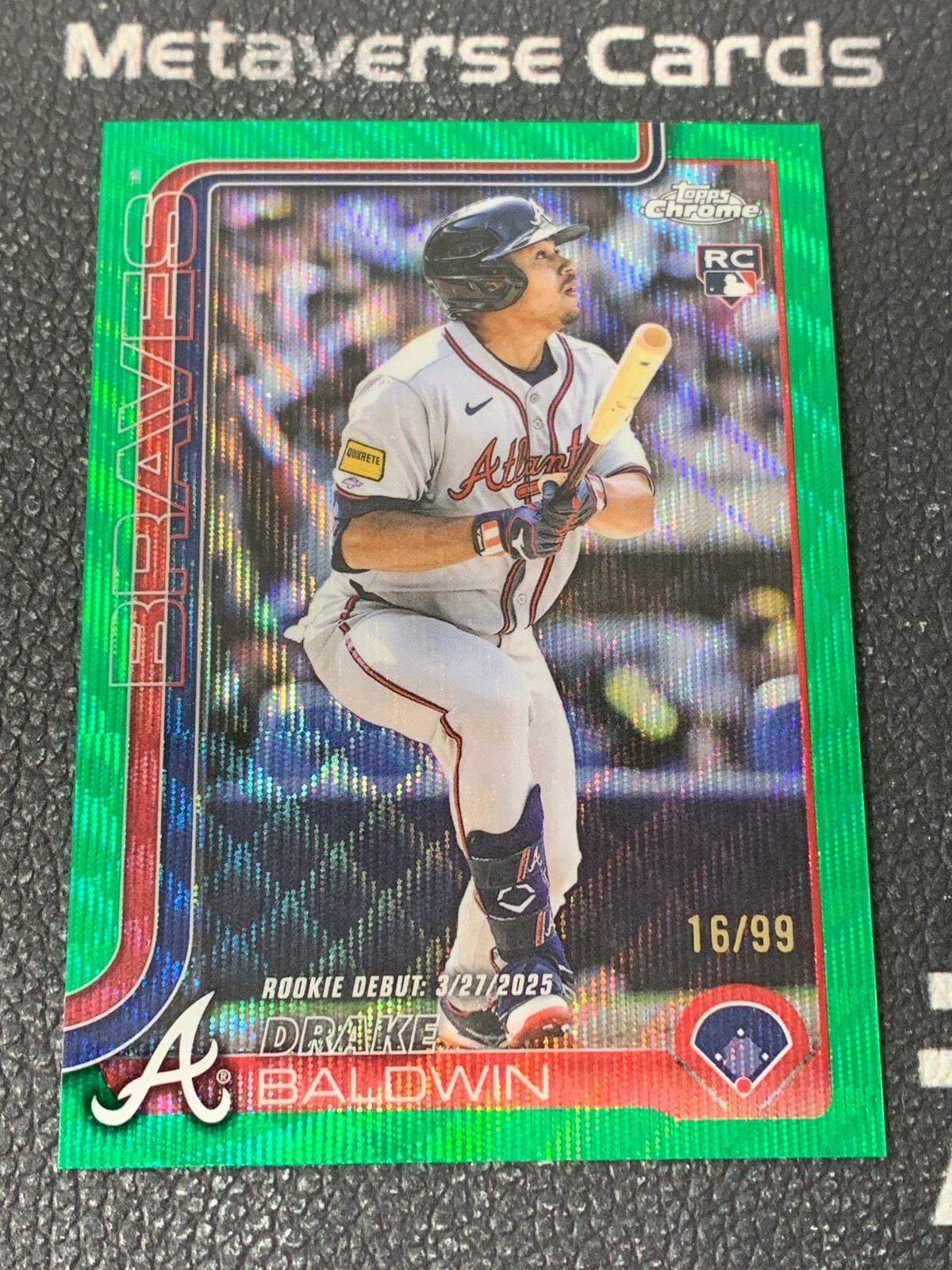 2025 Topps Chrome Update Rookie Green Wave #USC88 RC Drake Baldwin 16/99 Braves