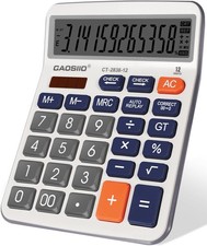 Desktop Calculator 12 Digit Large LCD Big Button Solar Battery Dual Power Blue