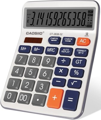 Desktop Calculator 12 Digit Large LCD Big Button Solar Battery Dual Power Blue