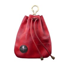 Genuine Leather Medieval Coin Purse Waist Bag Organizer Drawstring Red
