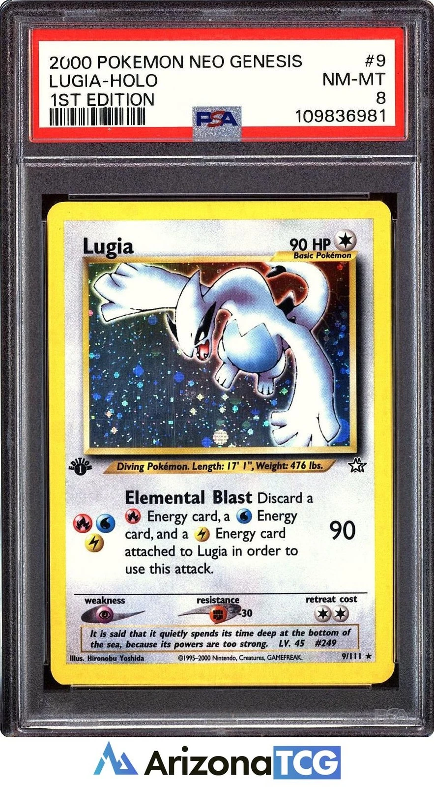 Pokemon 2000 Lugia 9/111 Holo 1st Edition Neo Genesis PSA 8